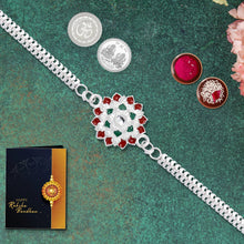 Premium Silver-plated Rakhi Gift Combo With Roli-chawal Coin  Greeting Card